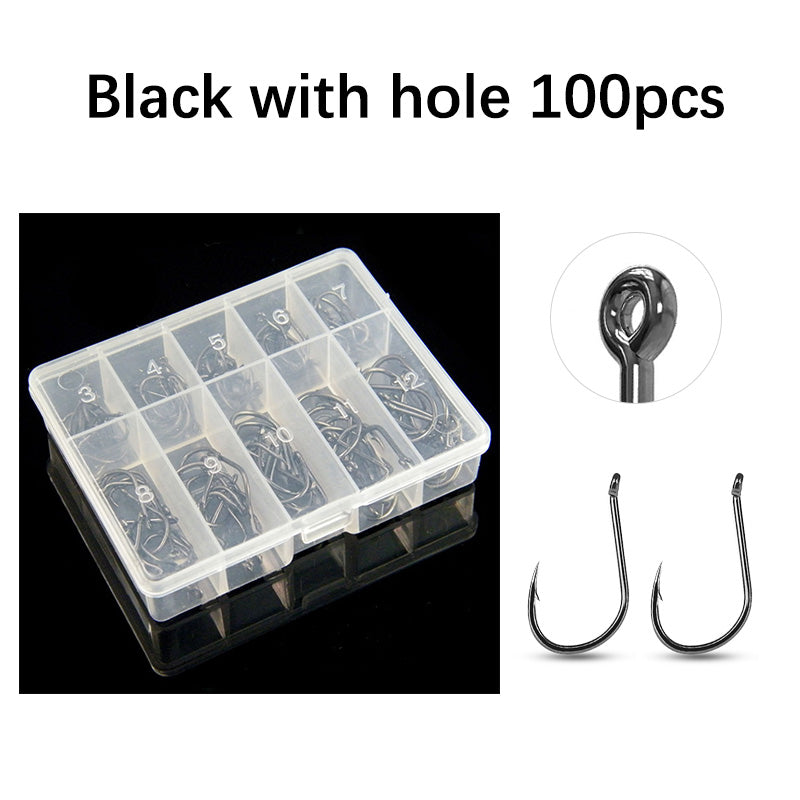 Fishing Hooks Set — 100 Pack, Freshwater & Saltwater