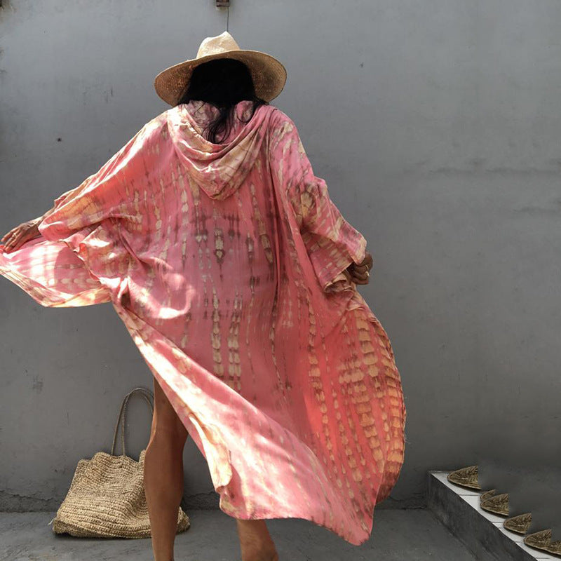 Women's Sun Protection Shirt Hooded Printing Long-sleeved Cardigan Jacket