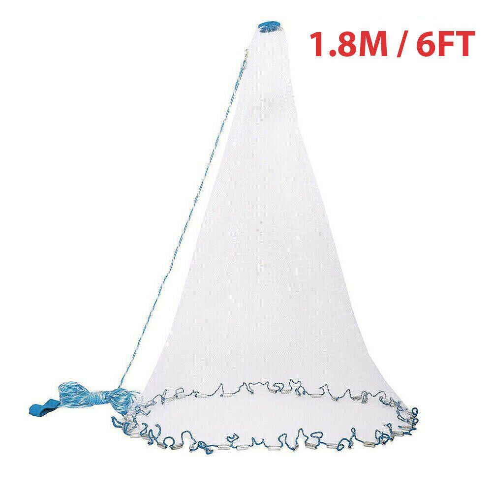 Hand Cast Fishing Net — Strong Nylon Mesh, Easy Throw, USA