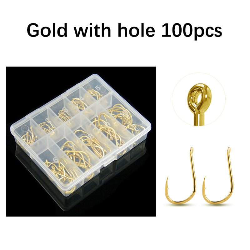Fishing Hooks Set — 100 Pack, Freshwater & Saltwater