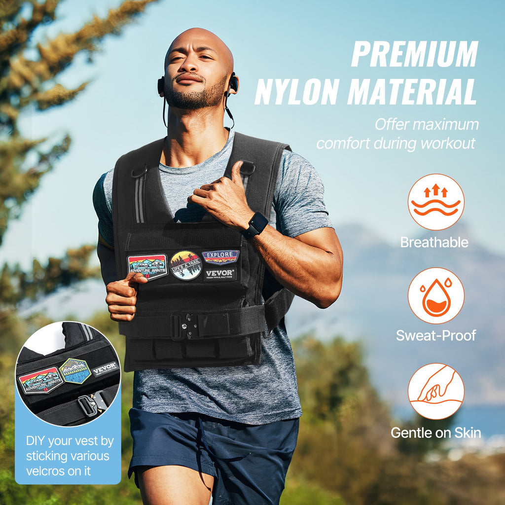 Adjustable Weighted Vest, 35lb Weight Vest With Iron Weights, Shoulder Pad, And Reflective Stripe, Body Weight Vest Exercise Set For Men Women, Workout Equipment For Strength Training Running
