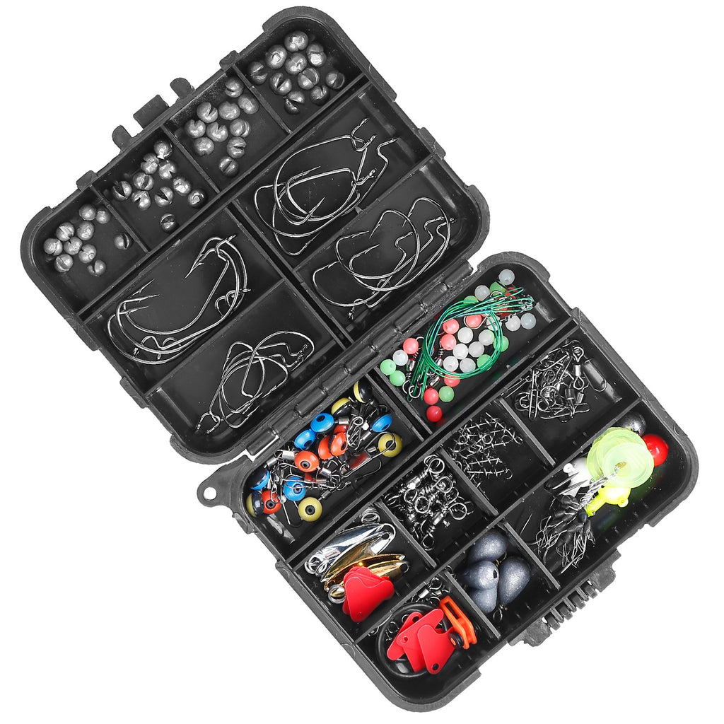 188Pcs Fishing Accessory Kit Portable Fishing Set Including Jig Hooks Sinker Weights Spoon Lure Removable Split Shot With Tackle Box For Fathers Day Gift