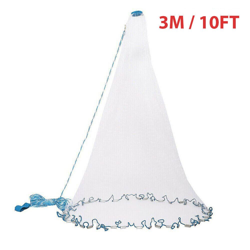 Hand Cast Fishing Net — Strong Nylon Mesh, Easy Throw, USA