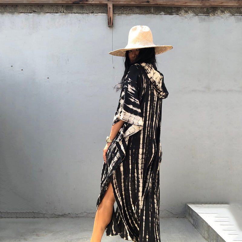 Women's Sun Protection Shirt Hooded Printing Long-sleeved Cardigan Jacket