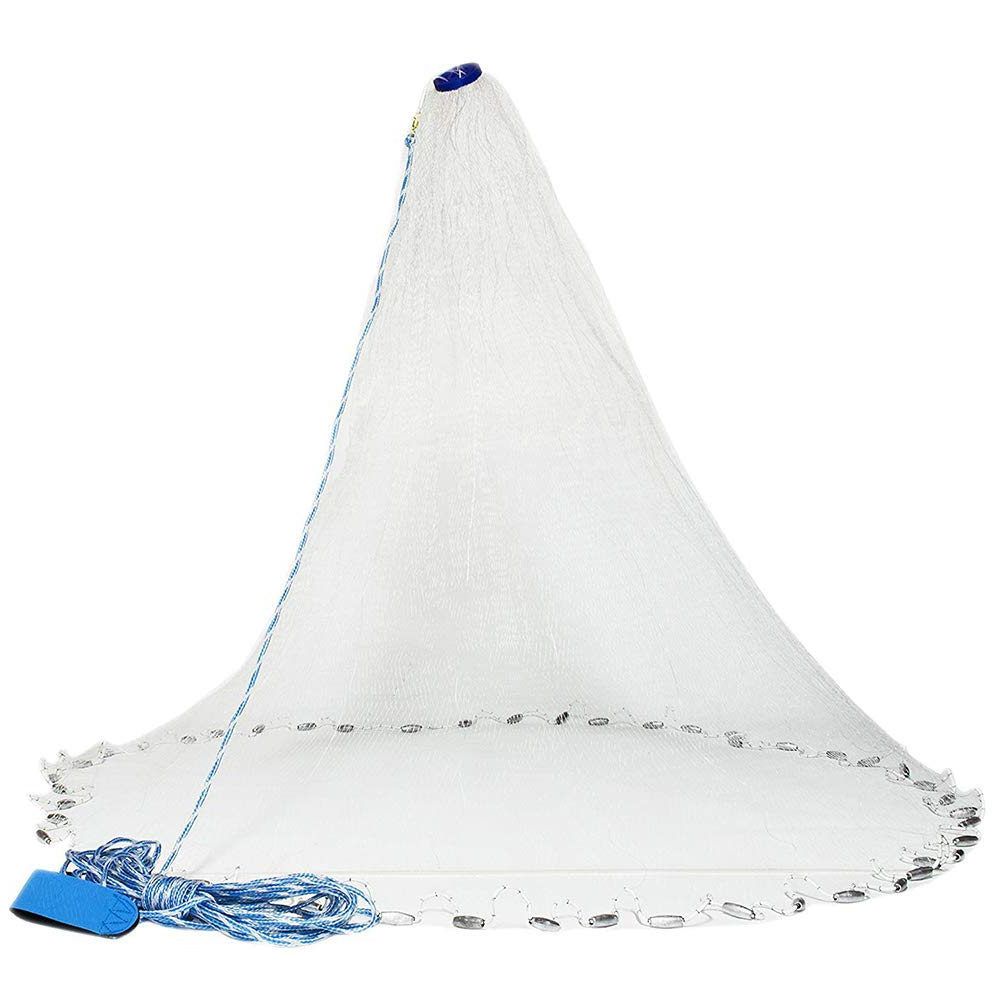Hand Cast Fishing Net — Strong Nylon Mesh, Easy Throw, USA