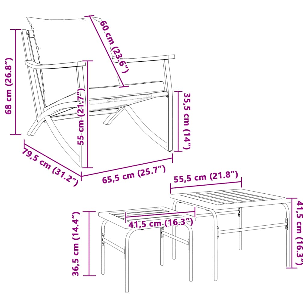 4-piece balcony furniture set with cushions,   garden bench