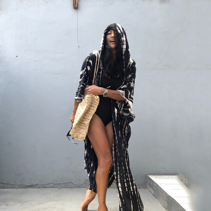 Women's Sun Protection Shirt Hooded Printing Long-sleeved Cardigan Jacket